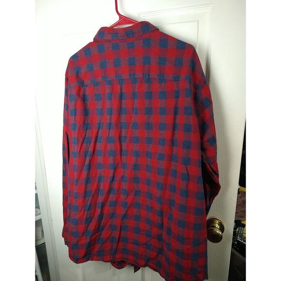 Faded Glory Men 2XL Shirt Collared Button Red Blue Checked Long Sleeve - Picture 9 of 9